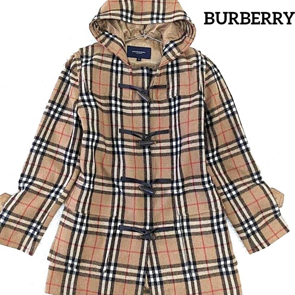 Burberry nova check plaid wool hooded duffel coat